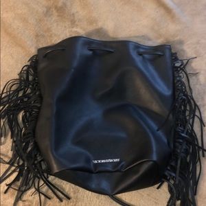 Black fringe Victoria’s Secret mini backpack